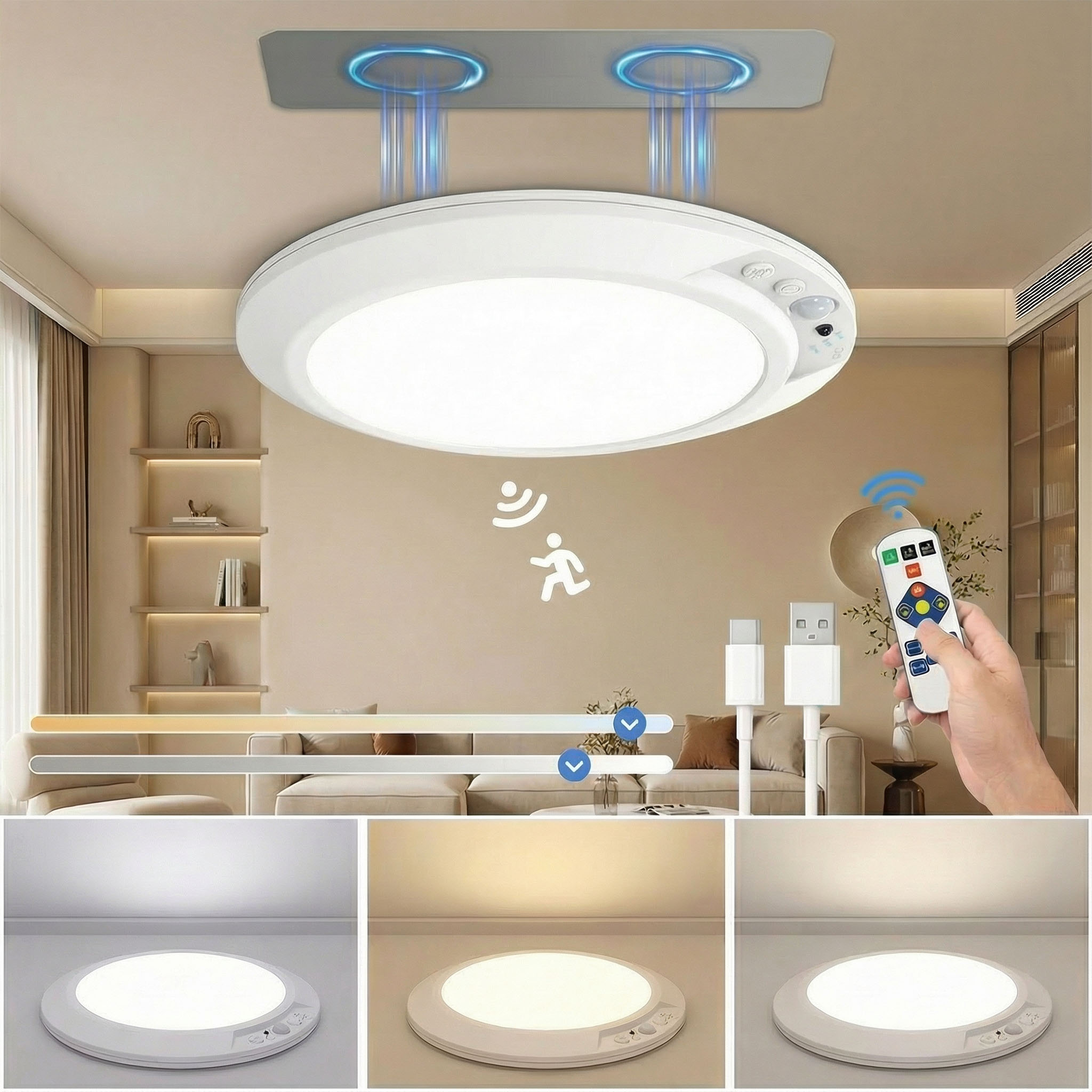 Home Security Blink - مصباح سقف LED قابل لإعادة الشحن