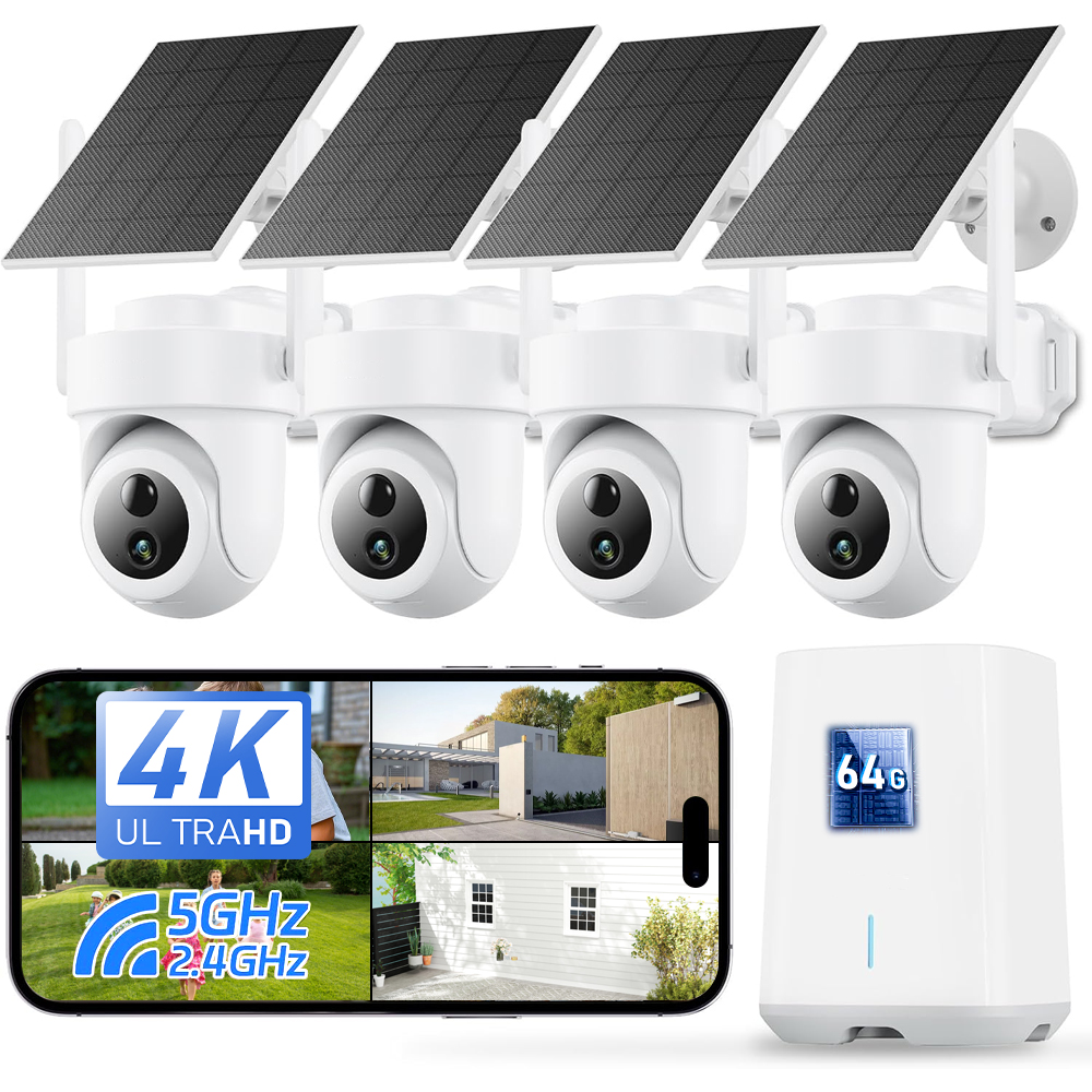 Home Security Outdoor Cameras - نظام كاميرات شمسية بدقة 8 ميجابكسل