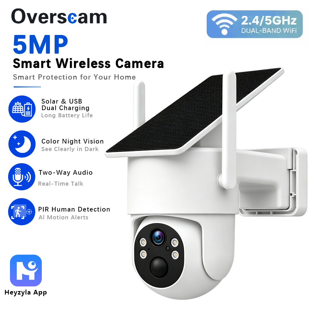 Home Security Wireless Cameras - كاميرا PTZ تعمل بالطاقة الشمسية بدقة